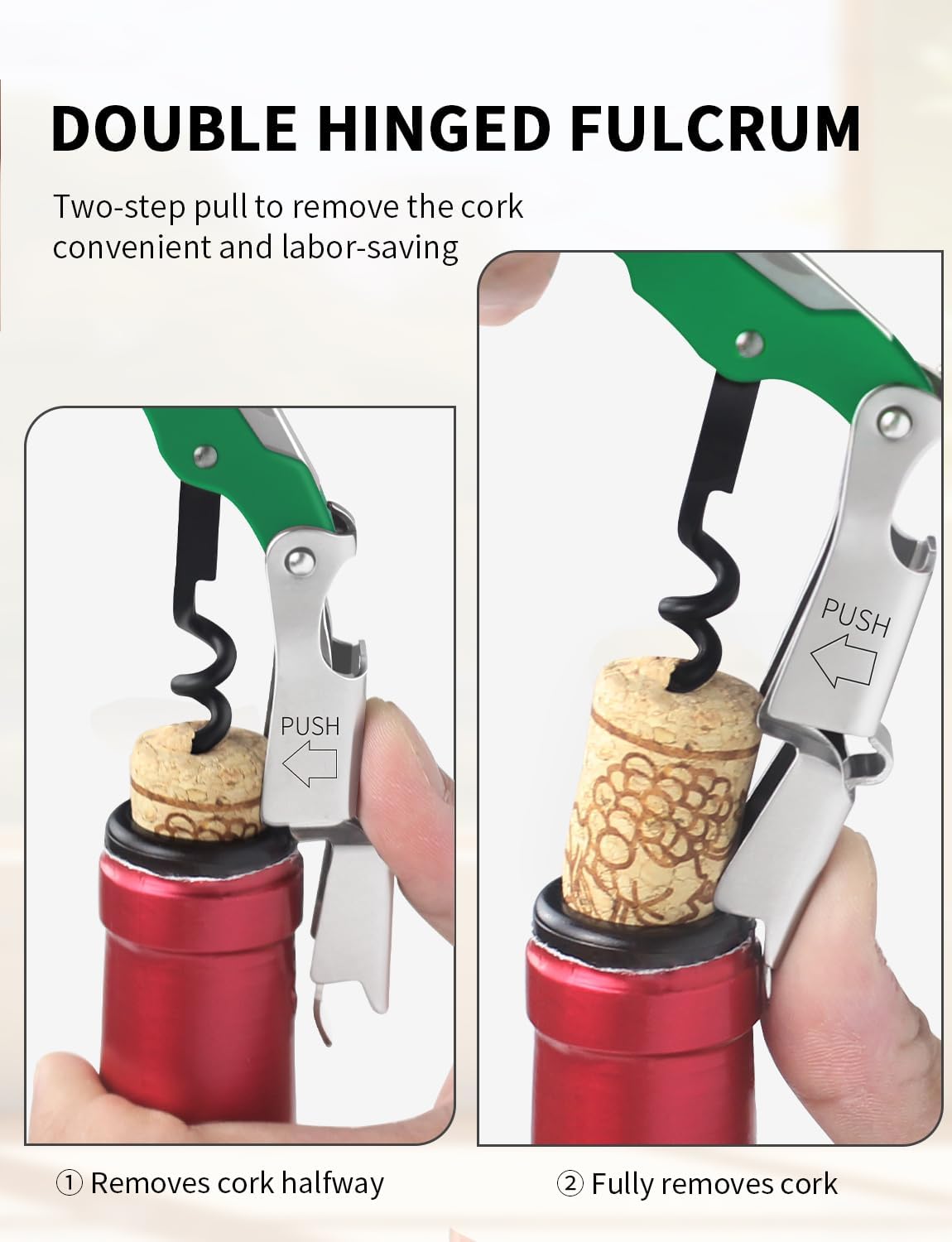 Wine Key - Professional Handcrafted Heavy Duty Waiter Corkscrew, Compact Wine Opener with Double Hinged, Foil Cutter and Bottle Opener, Gifts for Servers, Sommelier, Bartenders - Red