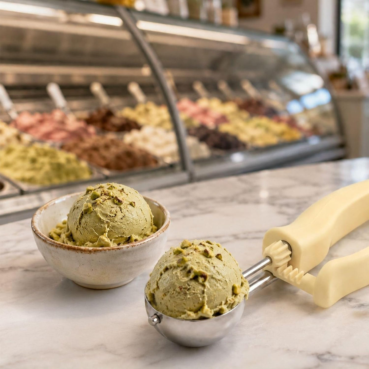 Ice Cream Scoop 1 Case 1.4 oz Stainless Steel Portioner Commercial Kitchen Tool Comfortable Grip Dishwasher-Safe Ambidextrous Handle