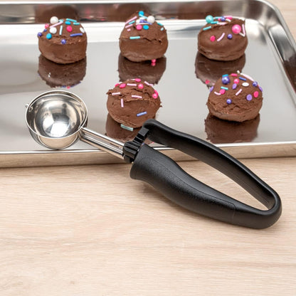 Ice Cream Scoop 1 Case 1.4 oz Stainless Steel Portioner Commercial Kitchen Tool Comfortable Grip Dishwasher-Safe Ambidextrous Handle