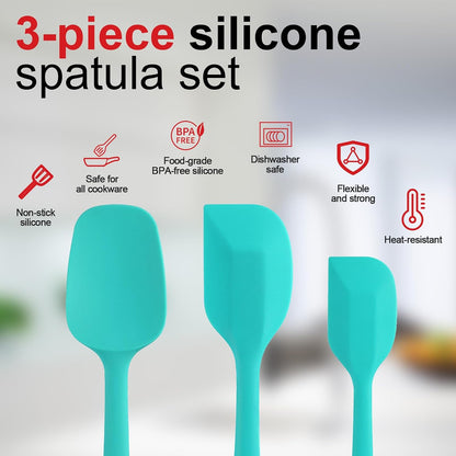 Silicone Spatula Set - Rubber Spatula - 600°F Heat Resistant Baking Spoon & Spatulas (Pink)