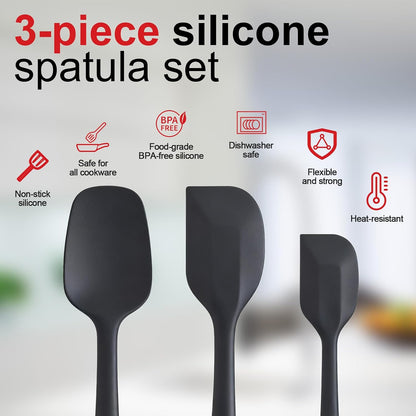 Silicone Spatula Set - Rubber Spatula - 600°F Heat Resistant Baking Spoon & Spatulas (Pink)