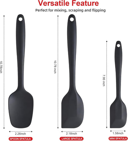 Silicone Spatula Set - Rubber Spatula - 600°F Heat Resistant Baking Spoon & Spatulas (Pink)