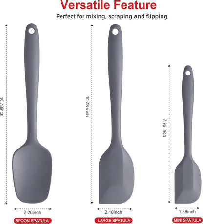 Silicone Spatula Set - Rubber Spatula - 600°F Heat Resistant Baking Spoon & Spatulas (Pink)