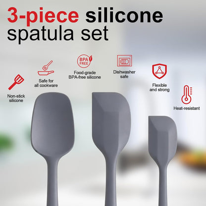 Silicone Spatula Set - Rubber Spatula - 600°F Heat Resistant Baking Spoon & Spatulas (Pink)