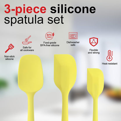 Silicone Spatula Set - Rubber Spatula - 600°F Heat Resistant Baking Spoon & Spatulas (Pink)