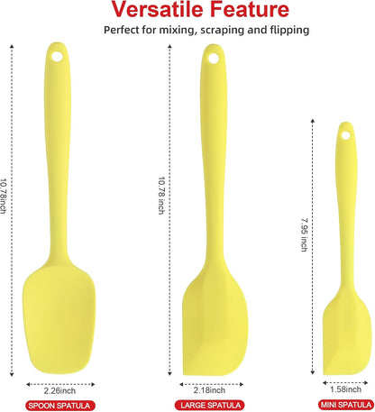 Silicone Spatula Set - Rubber Spatula - 600°F Heat Resistant Baking Spoon & Spatulas (Pink)