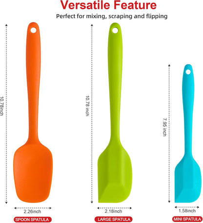 Silicone Spatula Set - Rubber Spatula - 600°F Heat Resistant Baking Spoon & Spatulas (Pink)