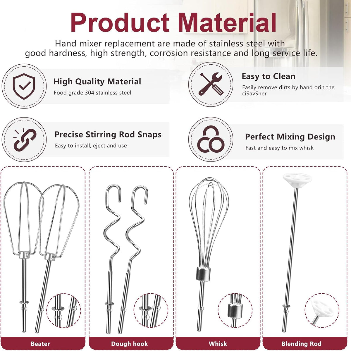Hand Mixer Accessories and Attachments Beater, Whisk for Kitchenaid Mixers