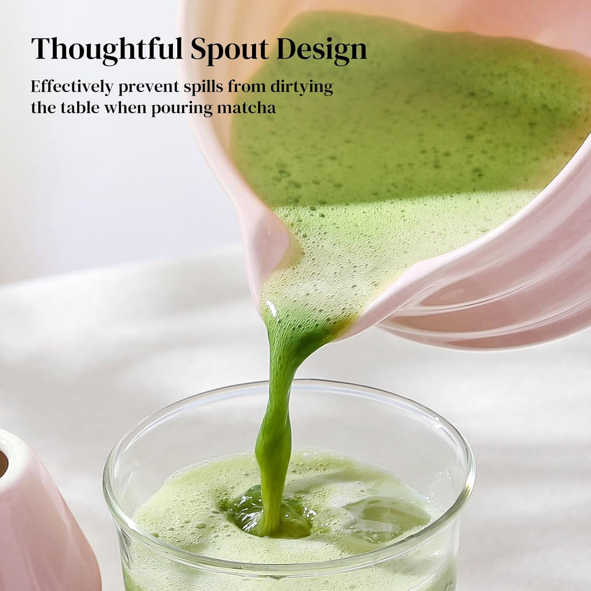 Matcha Whisk Set, 7 Pcs Matcha Set Includes Bowl with Spout, Whisk and Holder, Bamboo Scoop and Holder, Sifter and Tea Towel - Matcha Kit Gift for Lovers Beginners (Pink)