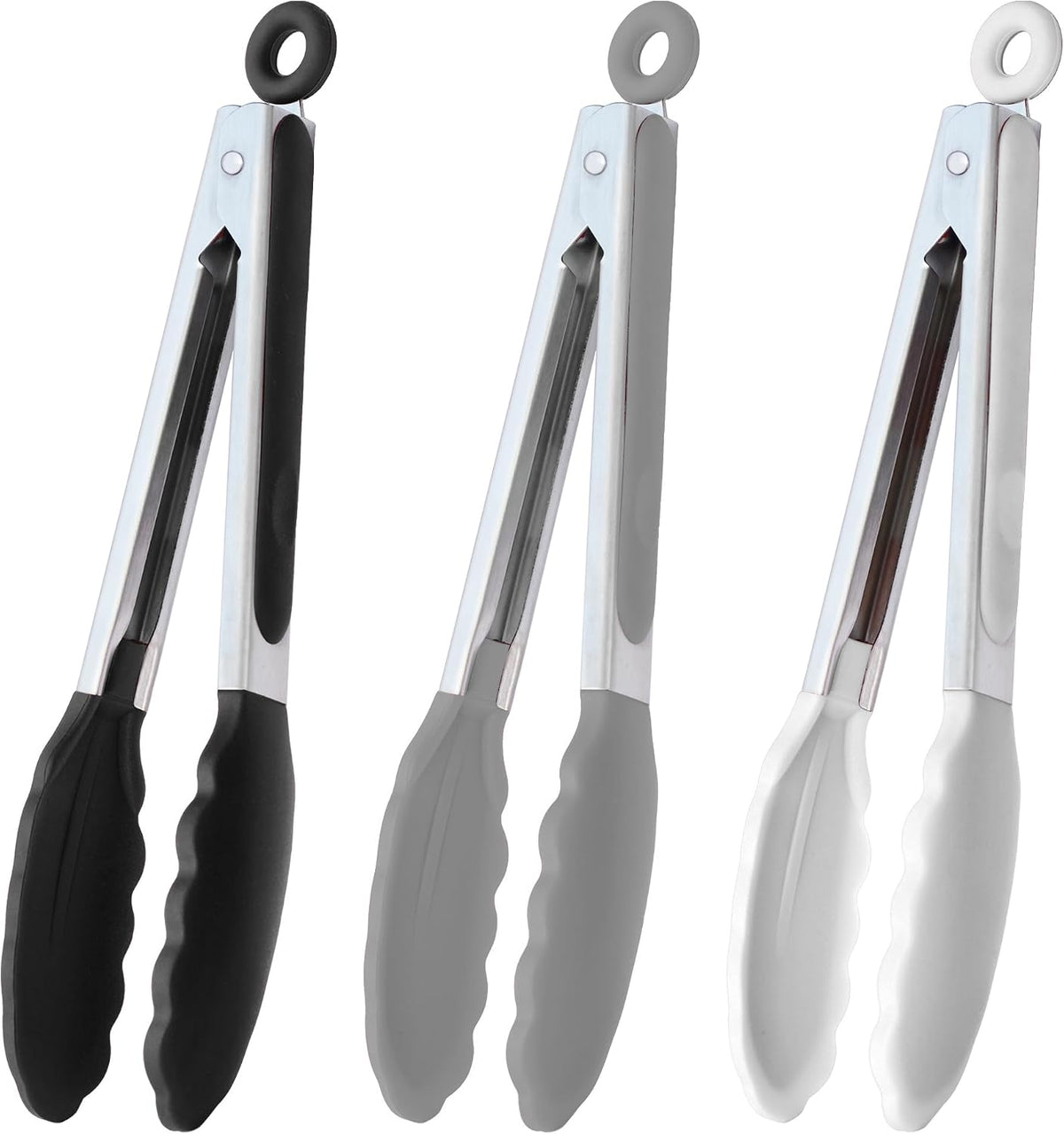 Stainless Steel Kitchen Tongs 9-Inch Cooking Tongs, Set of 3