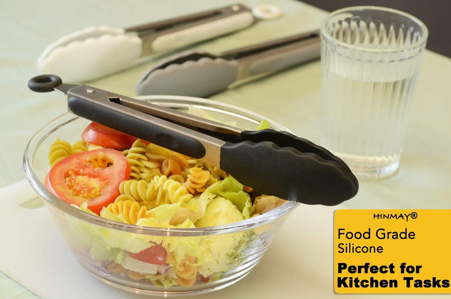 Stainless Steel Kitchen Tongs 9-Inch Cooking Tongs, Set of 3