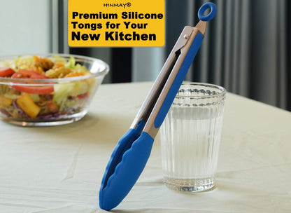 Stainless Steel Kitchen Tongs 9-Inch Cooking Tongs, Set of 3