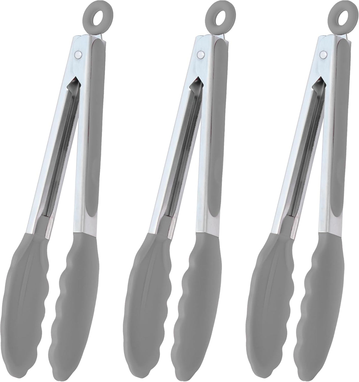 Stainless Steel Kitchen Tongs 9-Inch Cooking Tongs, Set of 3