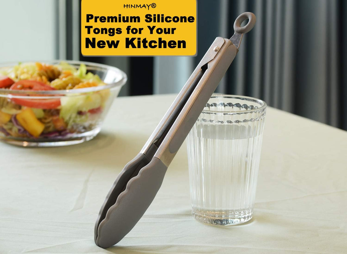 Stainless Steel Kitchen Tongs 9-Inch Cooking Tongs, Set of 3