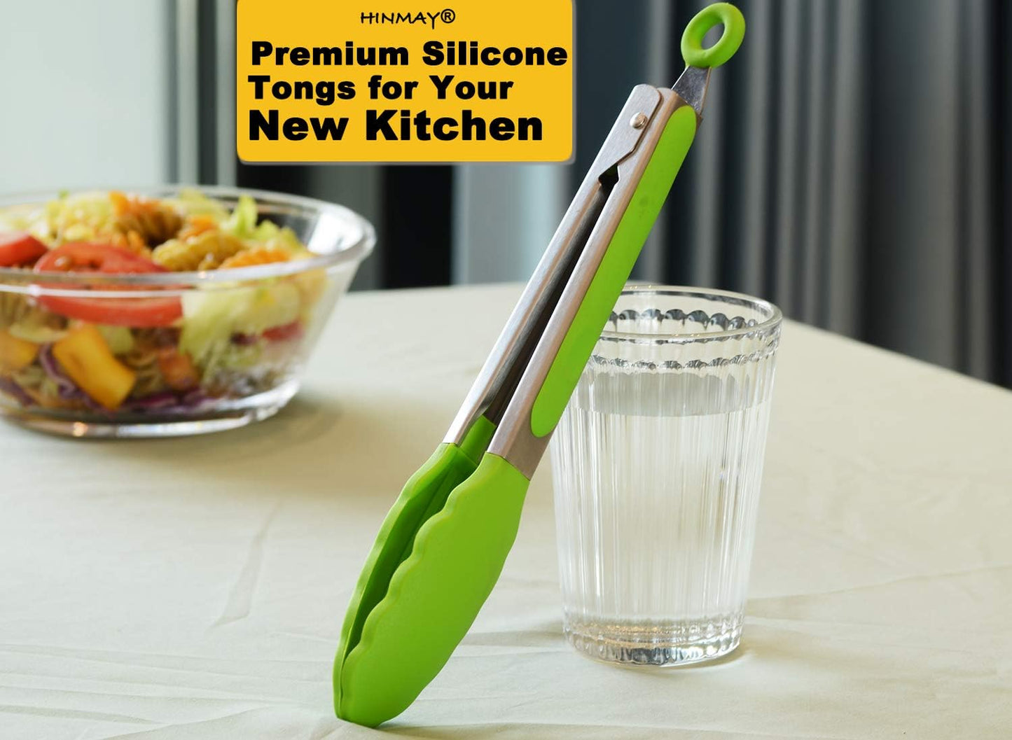 Stainless Steel Kitchen Tongs 9-Inch Cooking Tongs, Set of 3