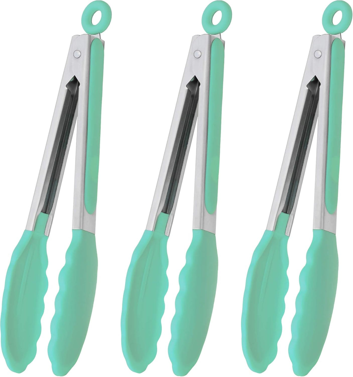 Stainless Steel Kitchen Tongs 9-Inch Cooking Tongs, Set of 3
