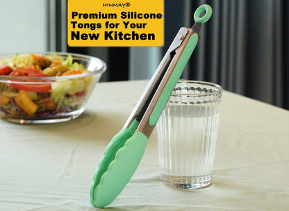 Stainless Steel Kitchen Tongs 9-Inch Cooking Tongs, Set of 3