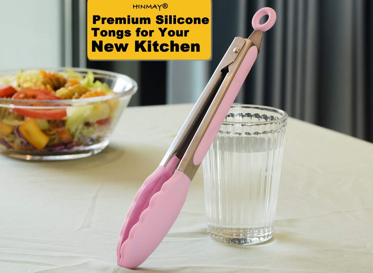 Stainless Steel Kitchen Tongs 9-Inch Cooking Tongs, Set of 3