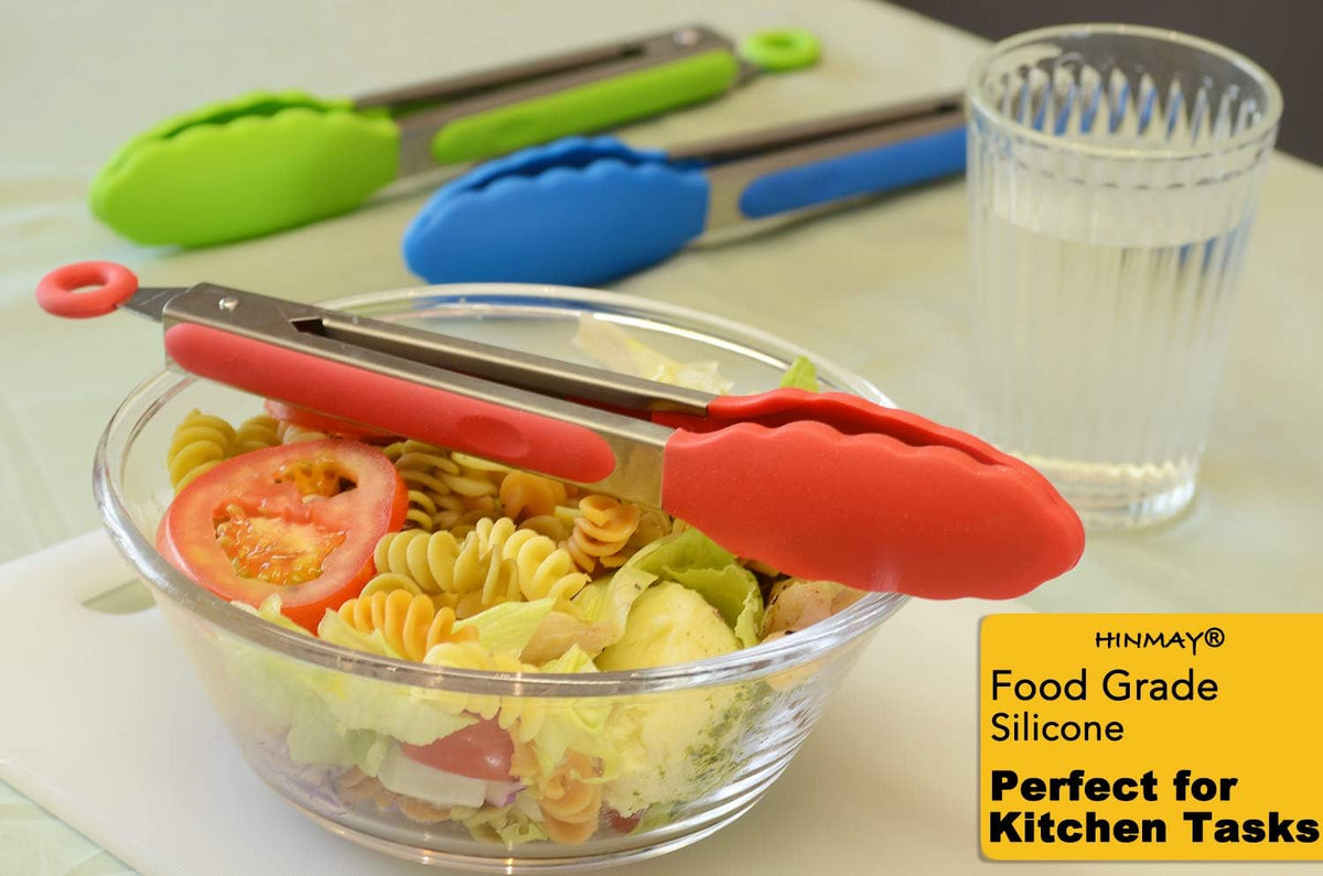 Stainless Steel Kitchen Tongs 9-Inch Cooking Tongs, Set of 3