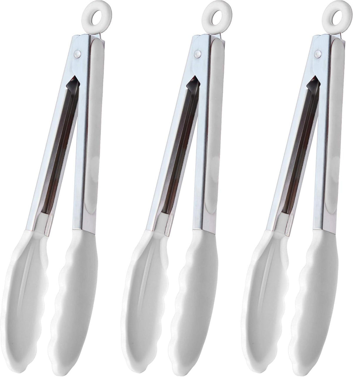 Stainless Steel Kitchen Tongs 9-Inch Cooking Tongs, Set of 3