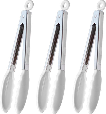 Stainless Steel Kitchen Tongs 9-Inch Cooking Tongs, Set of 3