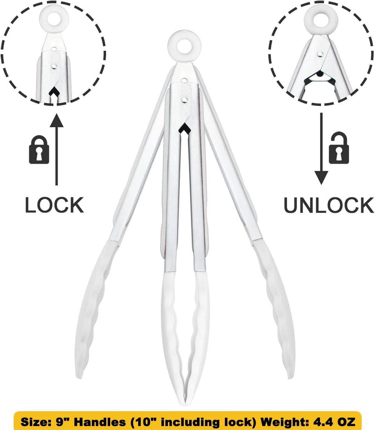 Stainless Steel Kitchen Tongs 9-Inch Cooking Tongs, Set of 3