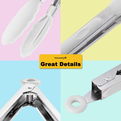 Stainless Steel Kitchen Tongs 9-Inch Cooking Tongs, Set of 3