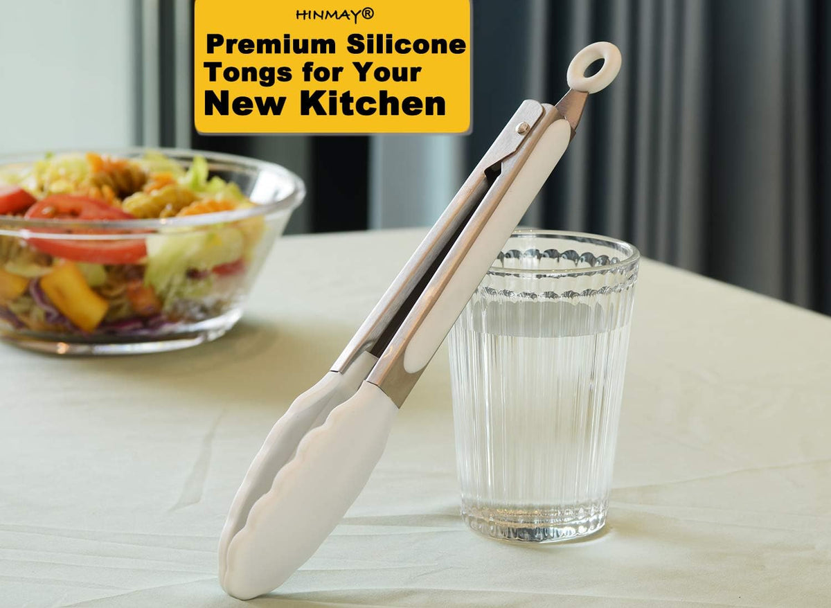 Stainless Steel Kitchen Tongs 9-Inch Cooking Tongs, Set of 3