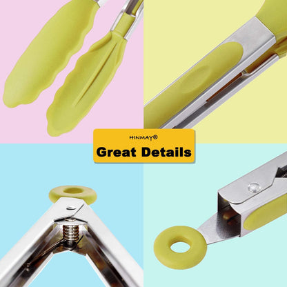 Stainless Steel Kitchen Tongs 9-Inch Cooking Tongs, Set of 3
