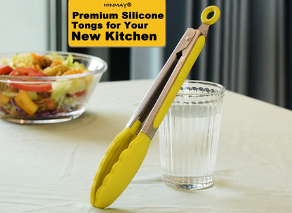 Stainless Steel Kitchen Tongs 9-Inch Cooking Tongs, Set of 3
