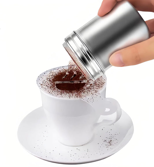 Stainless Steel Sifter with Lid - 80 Mesh Fine Sieve for Coffee Cocoa Matcha, 304 Food-Grade Powder Shaker, Baking Flour Sifter w/Ergonomic Handle, Dishwasher Safe Dry/Wet Ingredients Strainer (6.8oz)