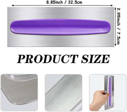 Stainless Steel Cake Scraper Metal Icing Smoother Polisher Cake Decorating Comb Cake Pastry Cutter for Cake Decorating with a Purple Handle 9 Inches