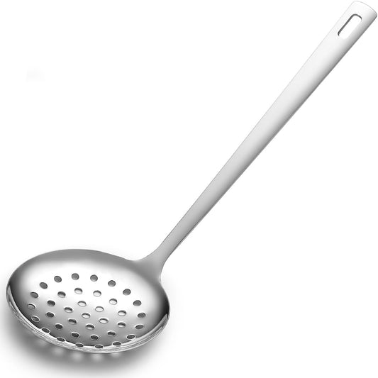 Kitchen Skimmer Slotted Spoon - Stainless Steel Spider Strainer for Straining Pasta/Cooking/Frying, Durable Rust-Resistant Kitchen Utensils Skimmer Ladle