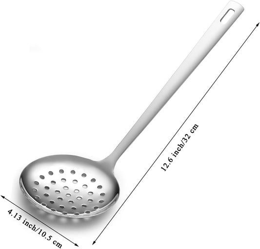 Kitchen Skimmer Slotted Spoon - Stainless Steel Spider Strainer for Straining Pasta/Cooking/Frying, Durable Rust-Resistant Kitchen Utensils Skimmer Ladle