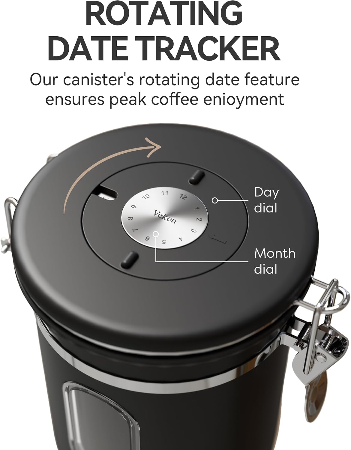 Coffee Canister with Window, Airtight Stainless Steel Container, 22OZ