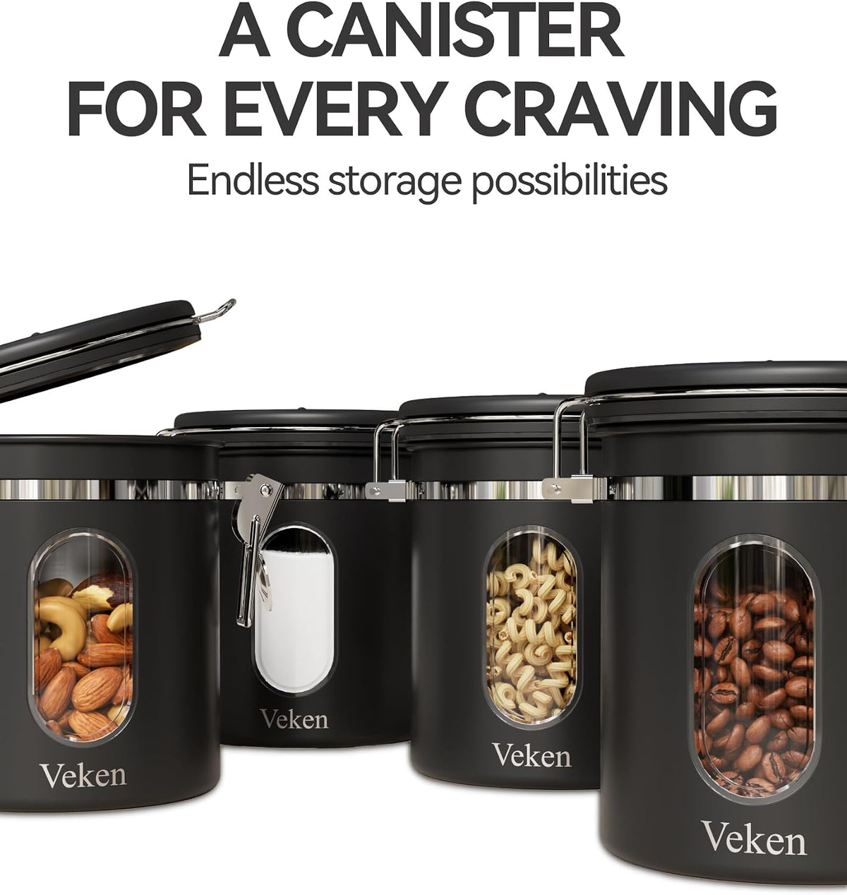 Coffee Canister with Window, Airtight Stainless Steel Container, 22OZ
