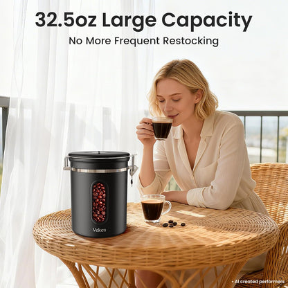 Coffee Canister with Window, Airtight Stainless Steel Container, 22OZ