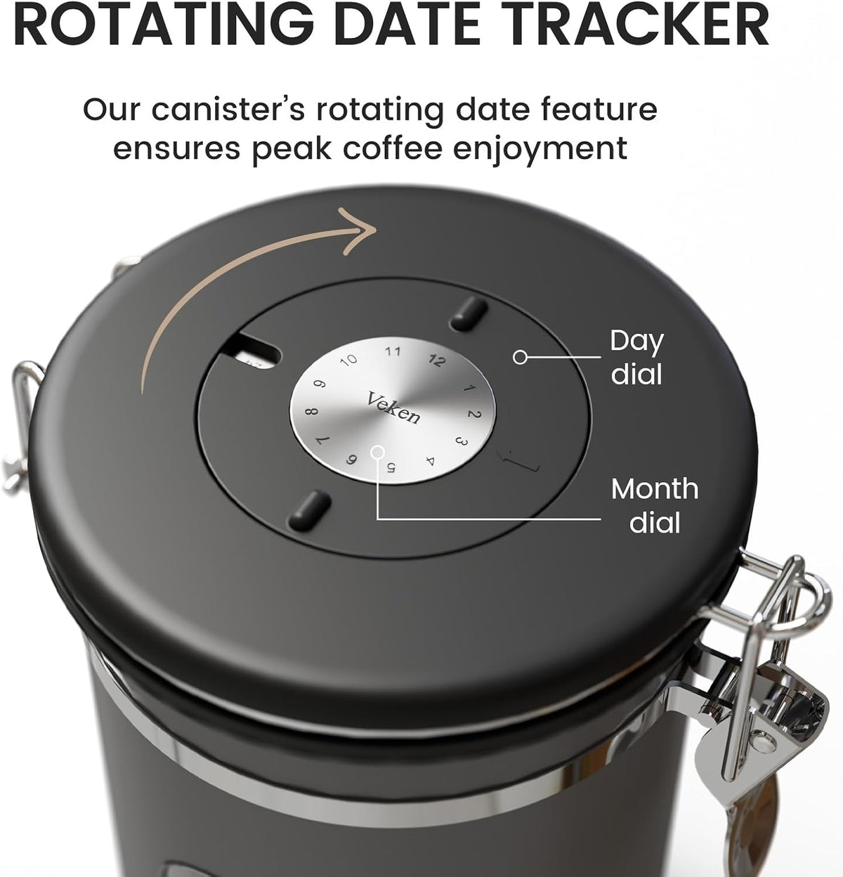 Coffee Canister with Window, Airtight Stainless Steel Container, 22OZ