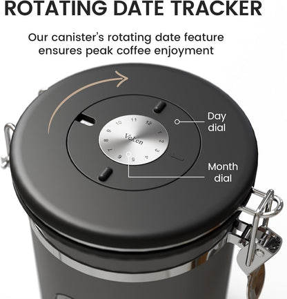 Coffee Canister with Window, Airtight Stainless Steel Container, 22OZ