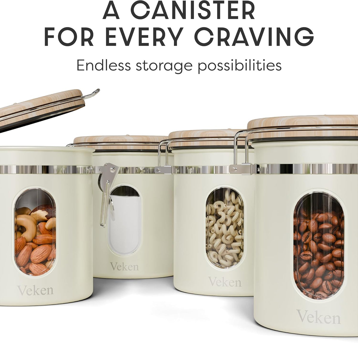 Coffee Canister with Window, Airtight Stainless Steel Container, 22OZ