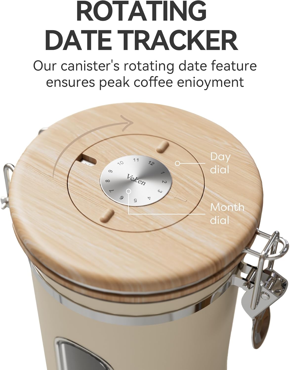Coffee Canister with Window, Airtight Stainless Steel Container, 22OZ