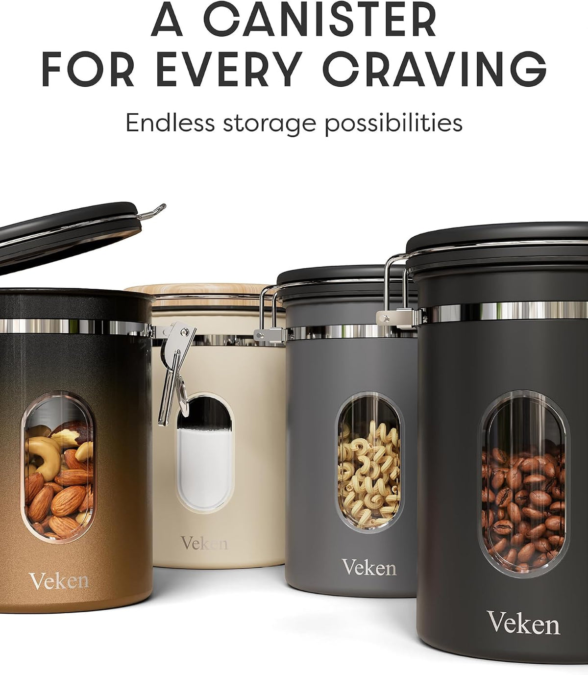 Coffee Canister with Window, Airtight Stainless Steel Container, 22OZ