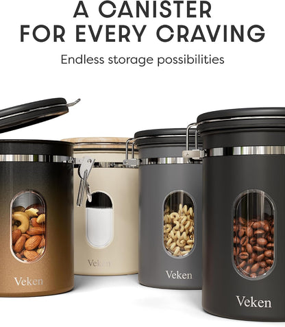 Coffee Canister with Window, Airtight Stainless Steel Container, 22OZ