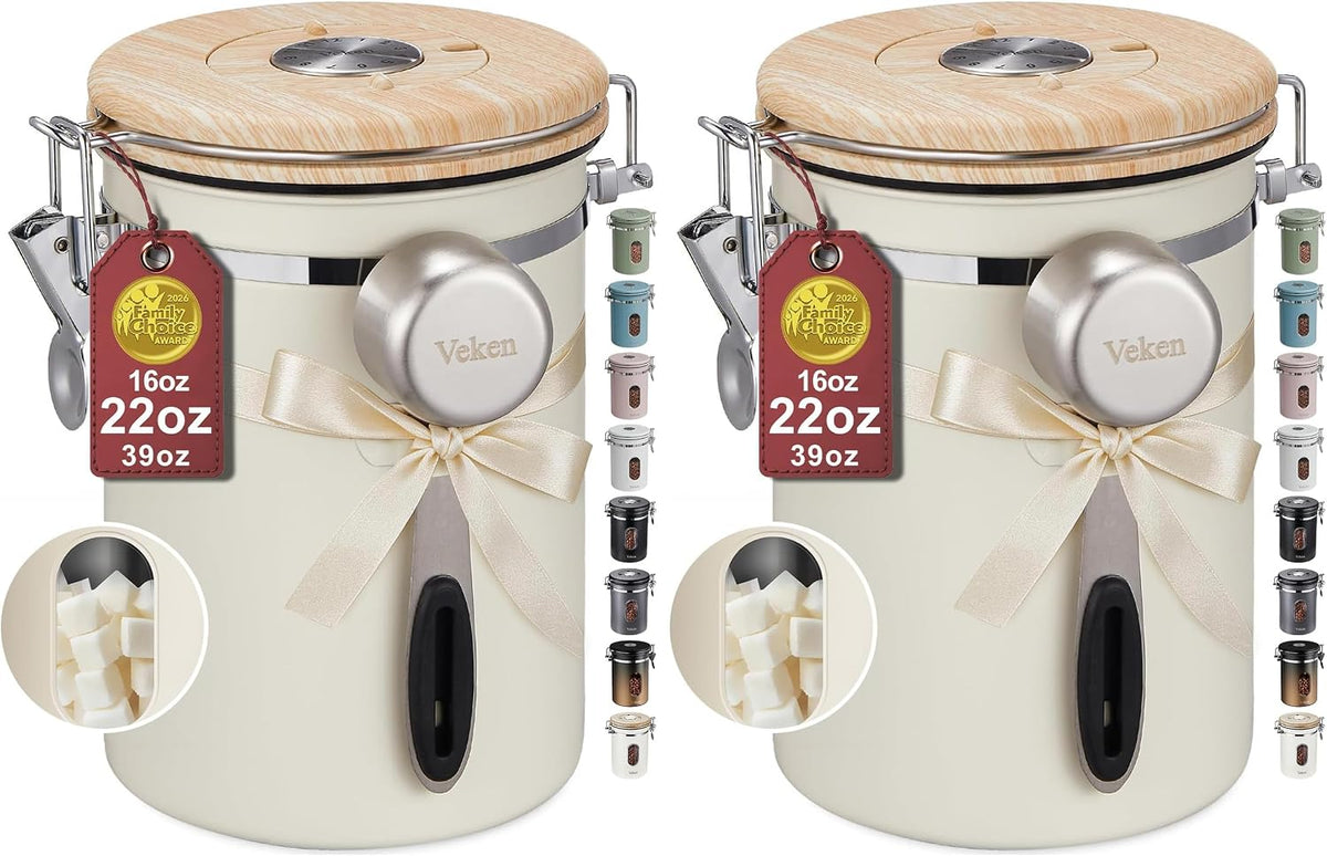 Coffee Canister with Window, Airtight Stainless Steel Container, 22OZ