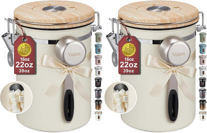 Coffee Canister with Window, Airtight Stainless Steel Container, 22OZ