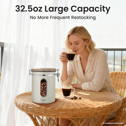 Coffee Canister with Window, Airtight Stainless Steel Container, 22OZ