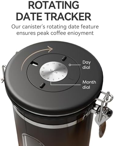 Coffee Canister with Window, Airtight Stainless Steel Container, 22OZ