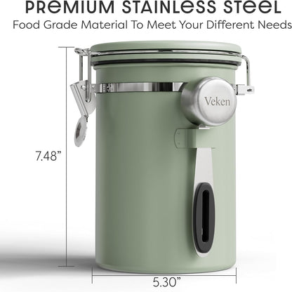 Coffee Canister with Window, Airtight Stainless Steel Container, 22OZ