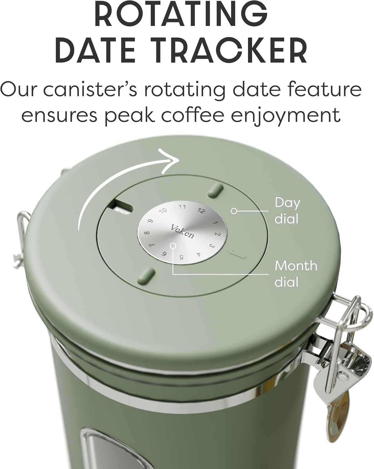 Coffee Canister with Window, Airtight Stainless Steel Container, 22OZ