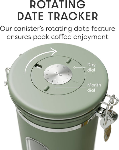 Coffee Canister with Window, Airtight Stainless Steel Container, 22OZ